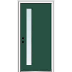 32 in. x 80 in. Viola Right-Hand Inswing 1-Lite Clear Low-E Painted Fiberglass Prehung Front Door on 4-9/16 in. Frame