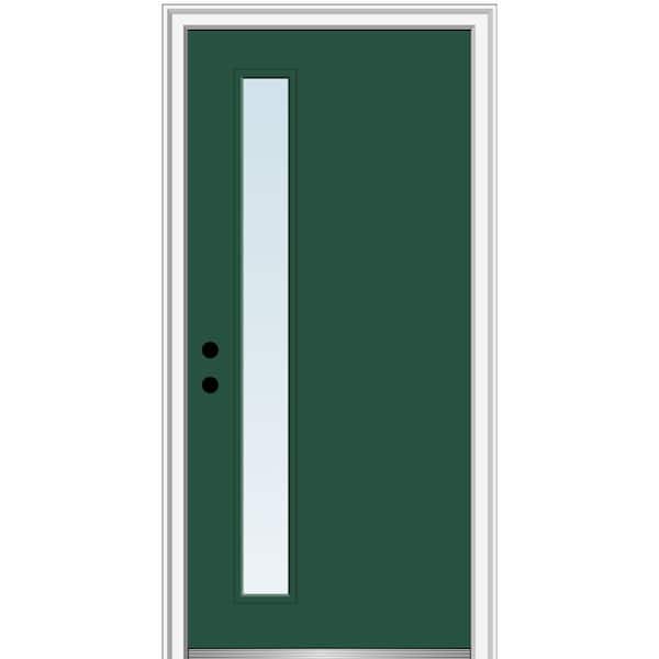 MMI DOOR 36 in. x 80 in. Viola Right-Hand Inswing 1-Lite Clear Low-E Painted Fiberglass Prehung Front Door on 4-9/16 in. Frame