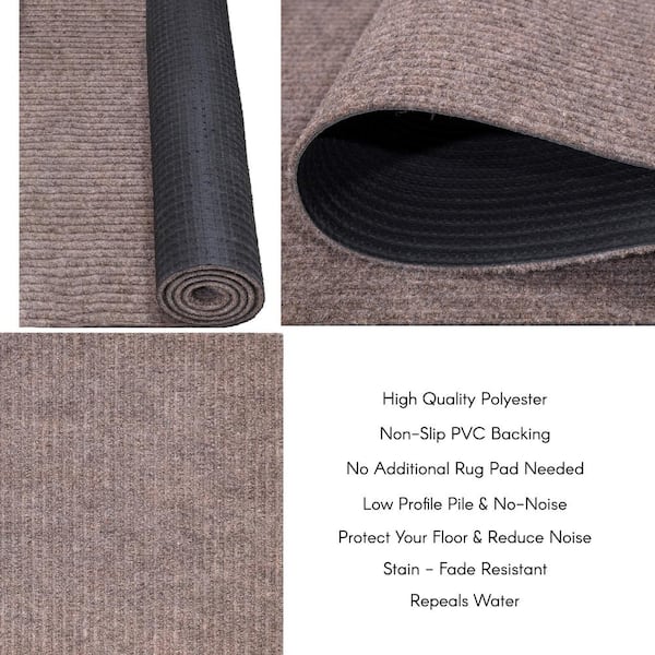 Heavy Duty Solid Beige 36 in. W x 15 ft. L Indoor/Outdoor Runner Rug/Stair Runner 45 sq. ft.