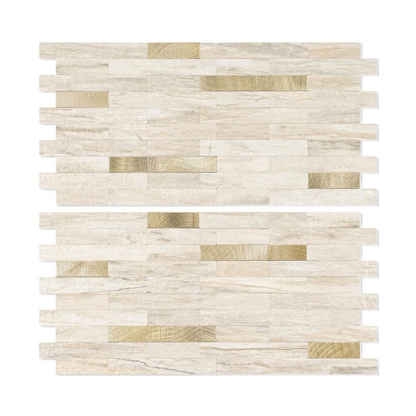 11.6" x 5.9" Beige Faux Marble Stone Peel & Stick Backsplash,PVC Self-Adhesive Wall Tile for Kitchen & Bathroom(20-Pack)