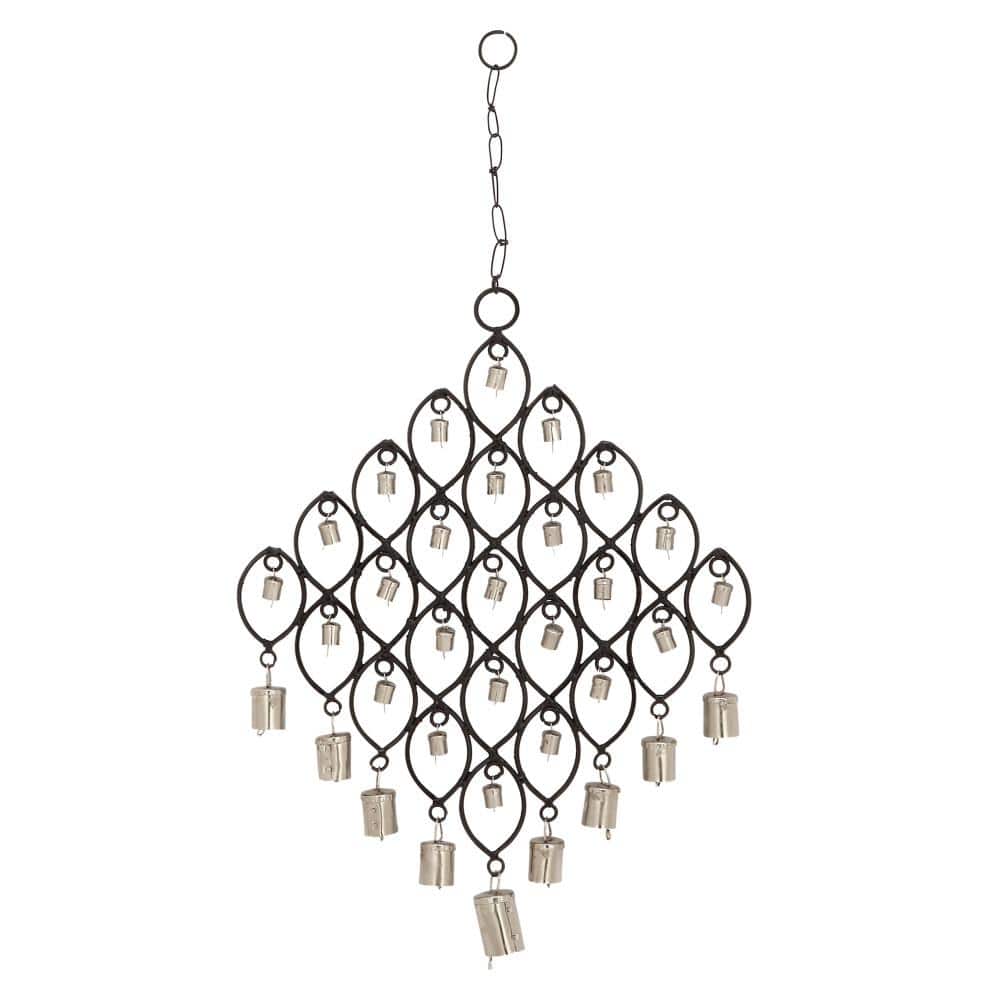 24" Black and Silver Metal Diamond Windchime with Bells
