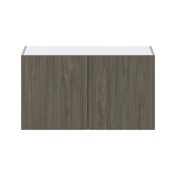 Modern Black and Woodgrain Textured Feather Kitchen Cabinets