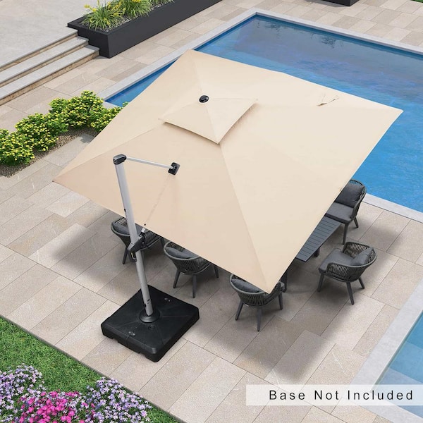 PURPLE LEAF 10 ft. x 12 ft. All-aluminum 360° Rotation Silvery Color Cantilever Outdoor Patio Umbrella, Beige