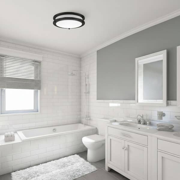 10 in. Modern Matte Black Integrated LED Flush Mount Ceiling Light Fixture 4000K for Kitchen or Bathroom 10-Pack
