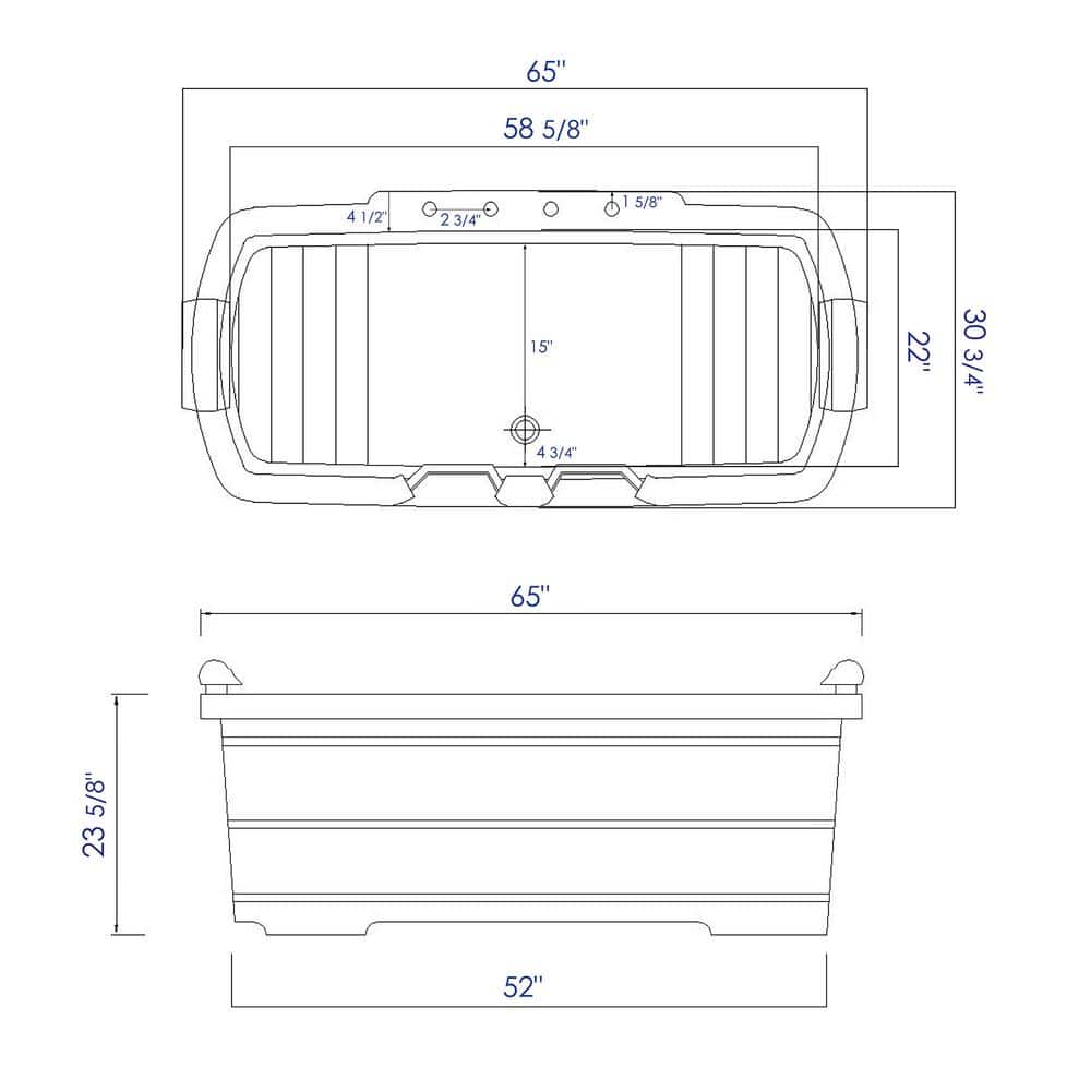 65'' Natural Cedar Wood Freestanding Soaking Bathtub with Fixtures