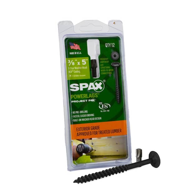 SPAX 3/8 in. x 5 in. Exterior Washer Head Structural Wood Lag Screws Powerlags Torx T-Star (12 Each) Bit Included