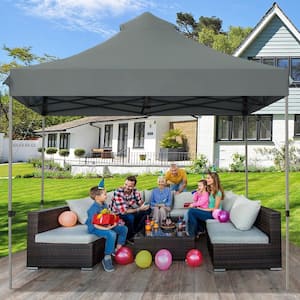 10 ft. x 10 ft. Portable Pop Up Canopy Event Party Tent Adjustable with Roller Bag Gray
