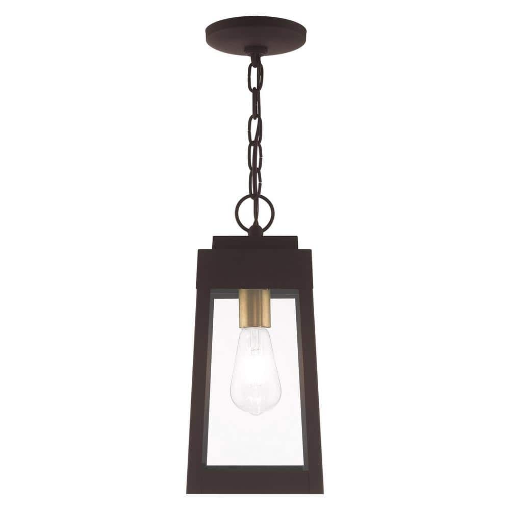 Oslo Clear Glass and Bronze 1-Light Outdoor Pendant