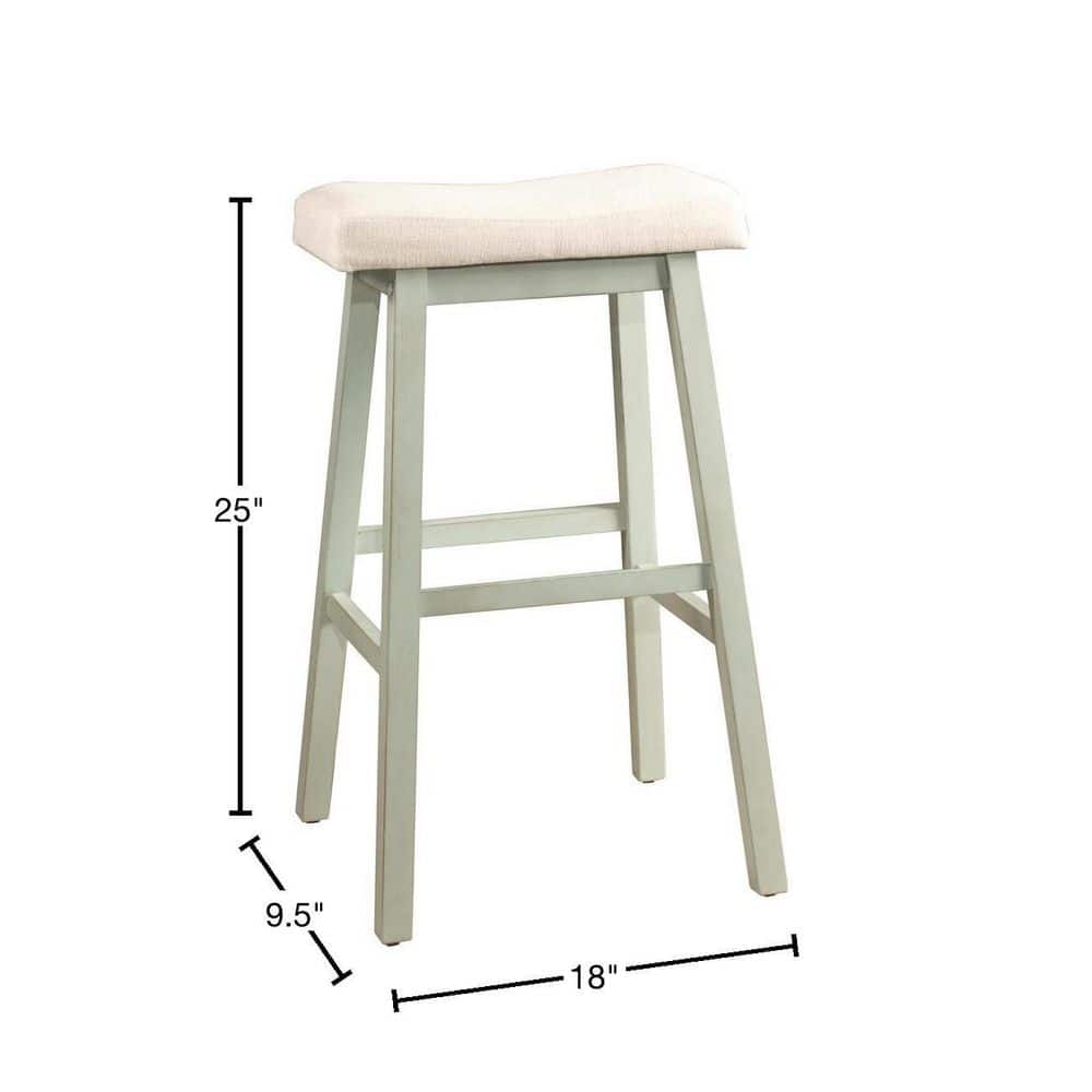 Moreno Blue Gray 24" Wood Backless Saddle Counter Stool