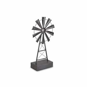 21 in. Gray Metal Windmill Hand Painted Specialty Sculpture