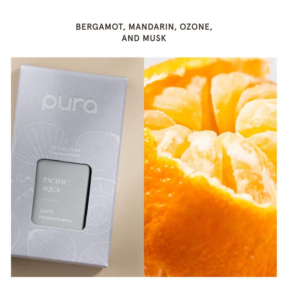 White Smart Home Fragrance Diffuser with Pacific Aqua and Linens & Surf Refills