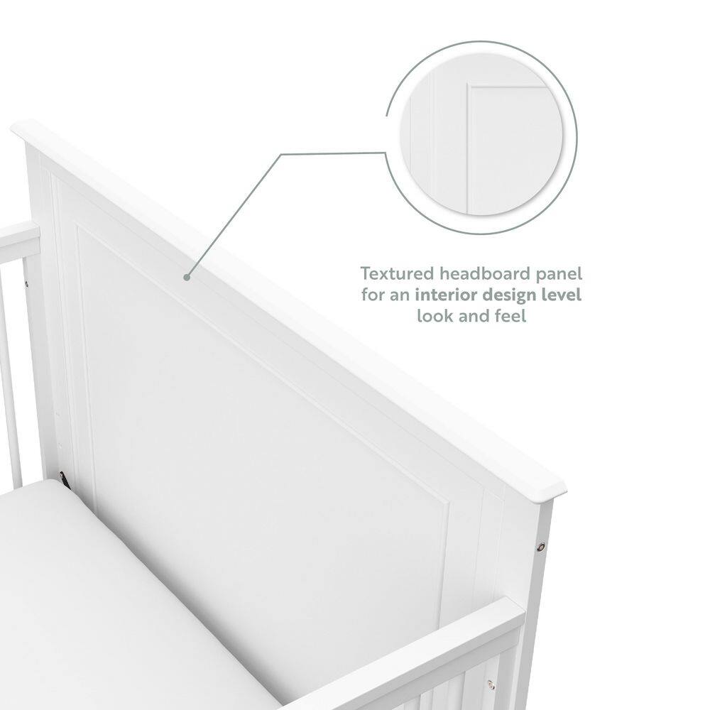 White 5-in-1 Convertible Crib with Mattress Protector