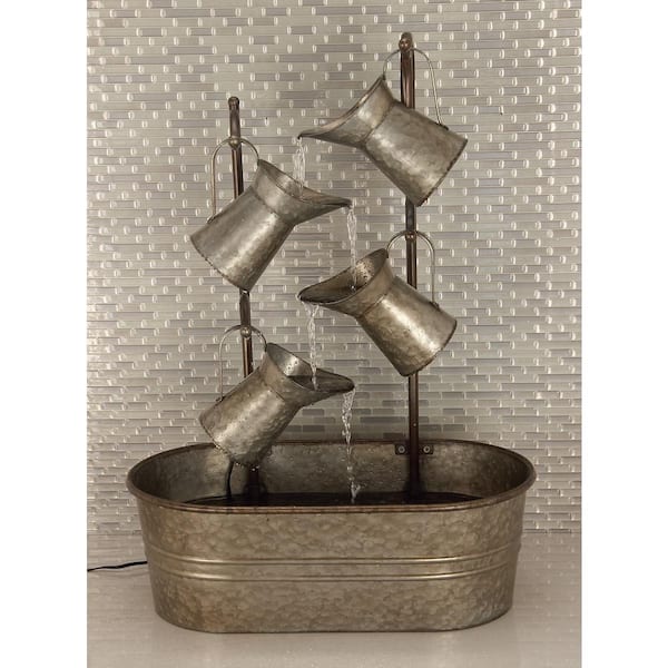Litton Lane Gray Indoor and Outdoor Fountain with Watering Cans