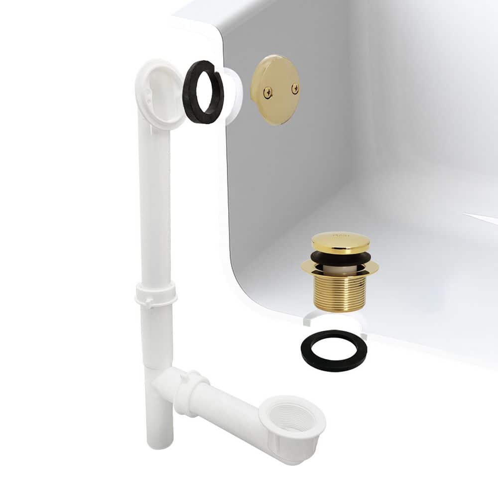 1-1/2 in. Tubular Tip Toe Bath Waste Drain Kit in Polished Brass price history on PriceWatchPro
