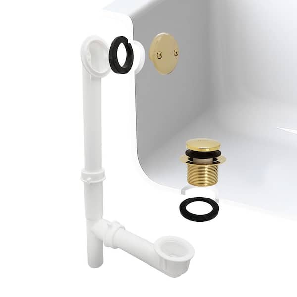 Westbrass 1-1/2 in. Tubular Tip Toe Bath Waste Drain Kit in Polished Brass