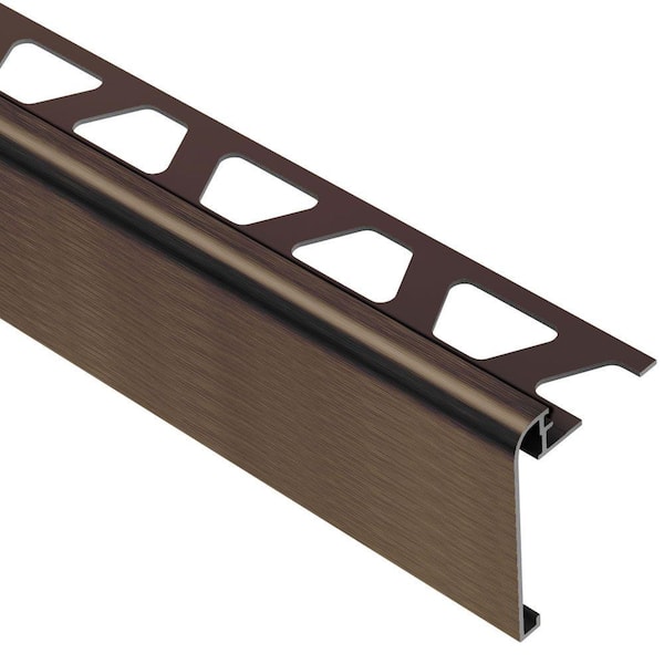 Schluter Rondec-Step Brushed Antique Bronze Anodized Aluminum 3/8 in. x 8 ft. 2-1/2 in. Metal Tile Edging Trim