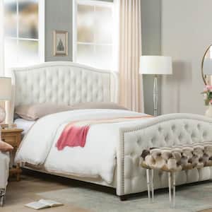 Marcella Antique White Queen Upholstered Bed