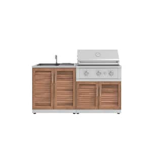 SS 3-Piece 65 in. W x 24 in. D x 48.5 in. H Outdoor Kitchen Grove Cabinet Set with 33 in. Performance Propane Gas Grill