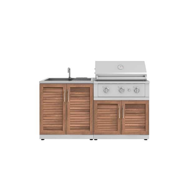 Outdoor Kitchen Grove 3-Piece Cabinet Set with Sink Cabinet and 33 in. Performance Propane Gas Grill