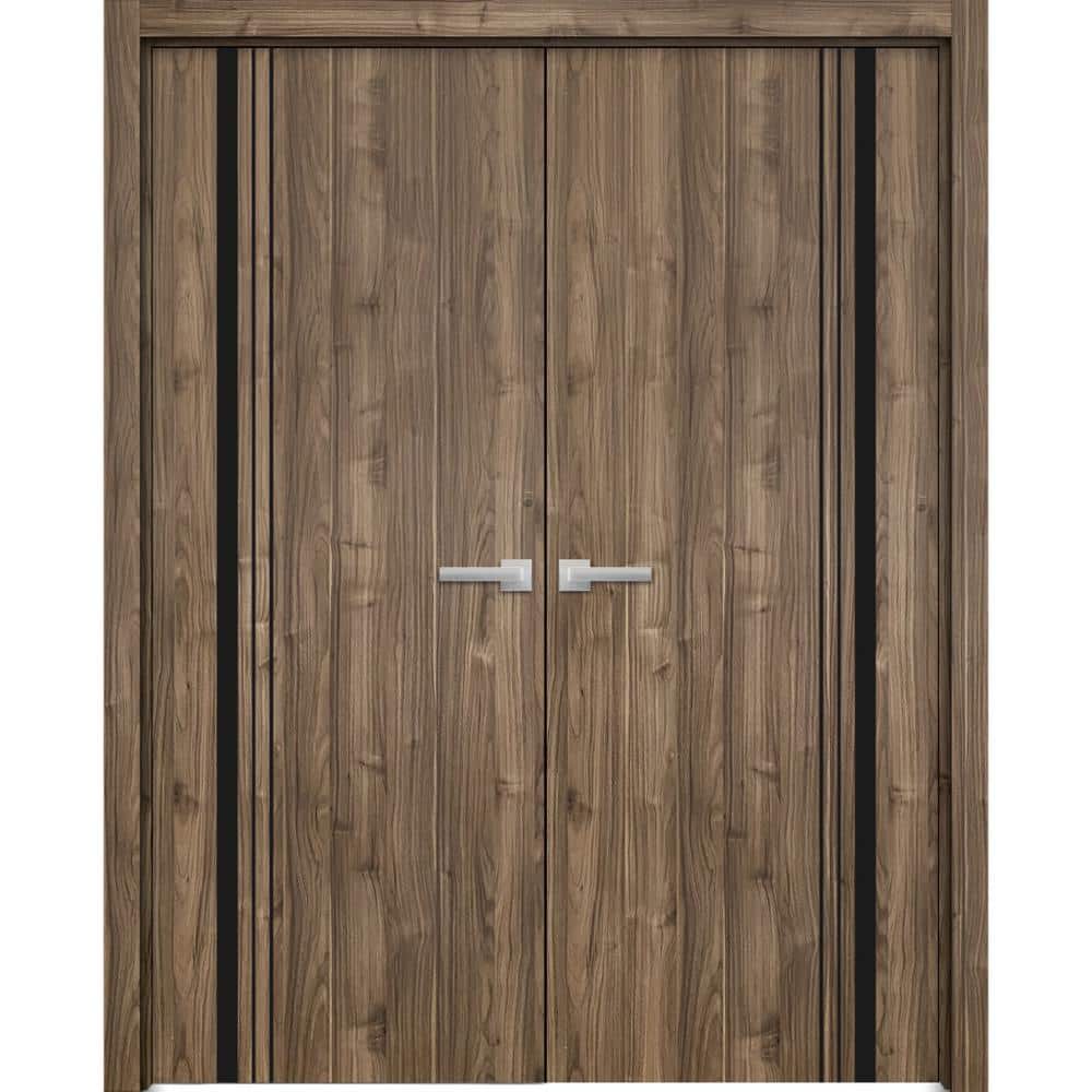 56 in. x 80 in. Walnut Finished Universal/Reversible Frosted Glass Solid Wood Assembly Required Interior Door Kit price history on PriceWatchPro