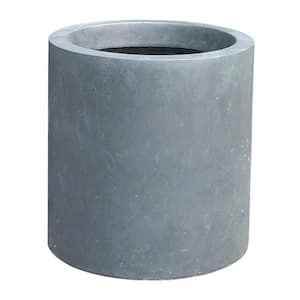 9.8 in. Tall Charcoal Lightweight Concrete Outdoor Modern Cylindrical Planter