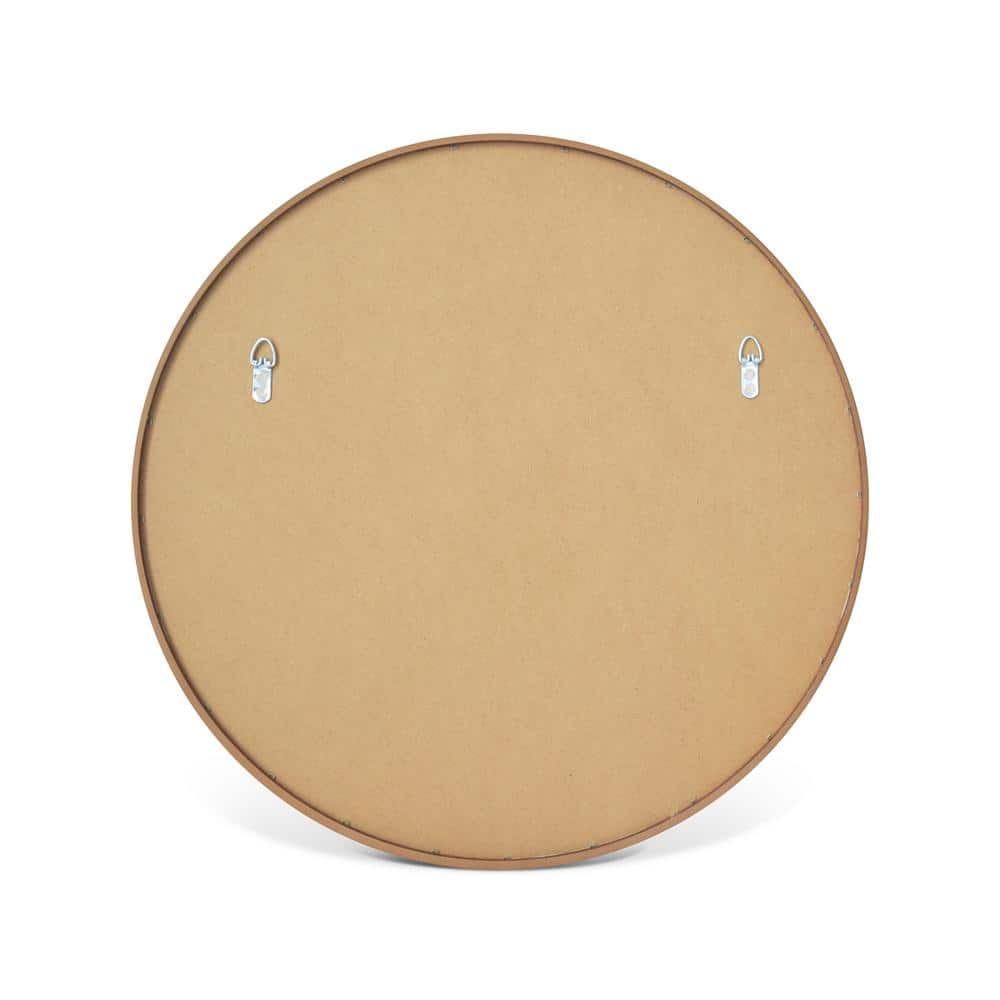 Natural Pine Wood Round Wall Mirror