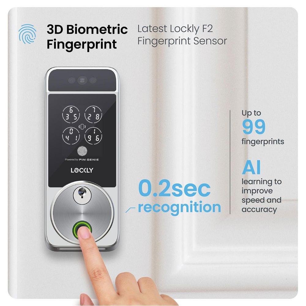 Satin Nickel Wi-Fi Smart Lock with Facial Recognition and Keypad