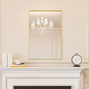 24 in. W x 36 in. H Gold Aluminum Rectangle Framed Tempered Glass Wall-mounted Mirror