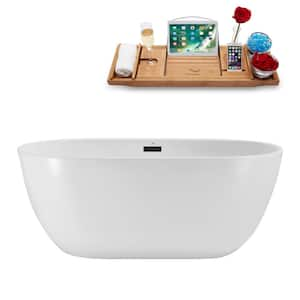 67 in. x 31 in. Acrylic Freestanding Soaking Bathtub in Glossy White With Brushed GunMetal Drain