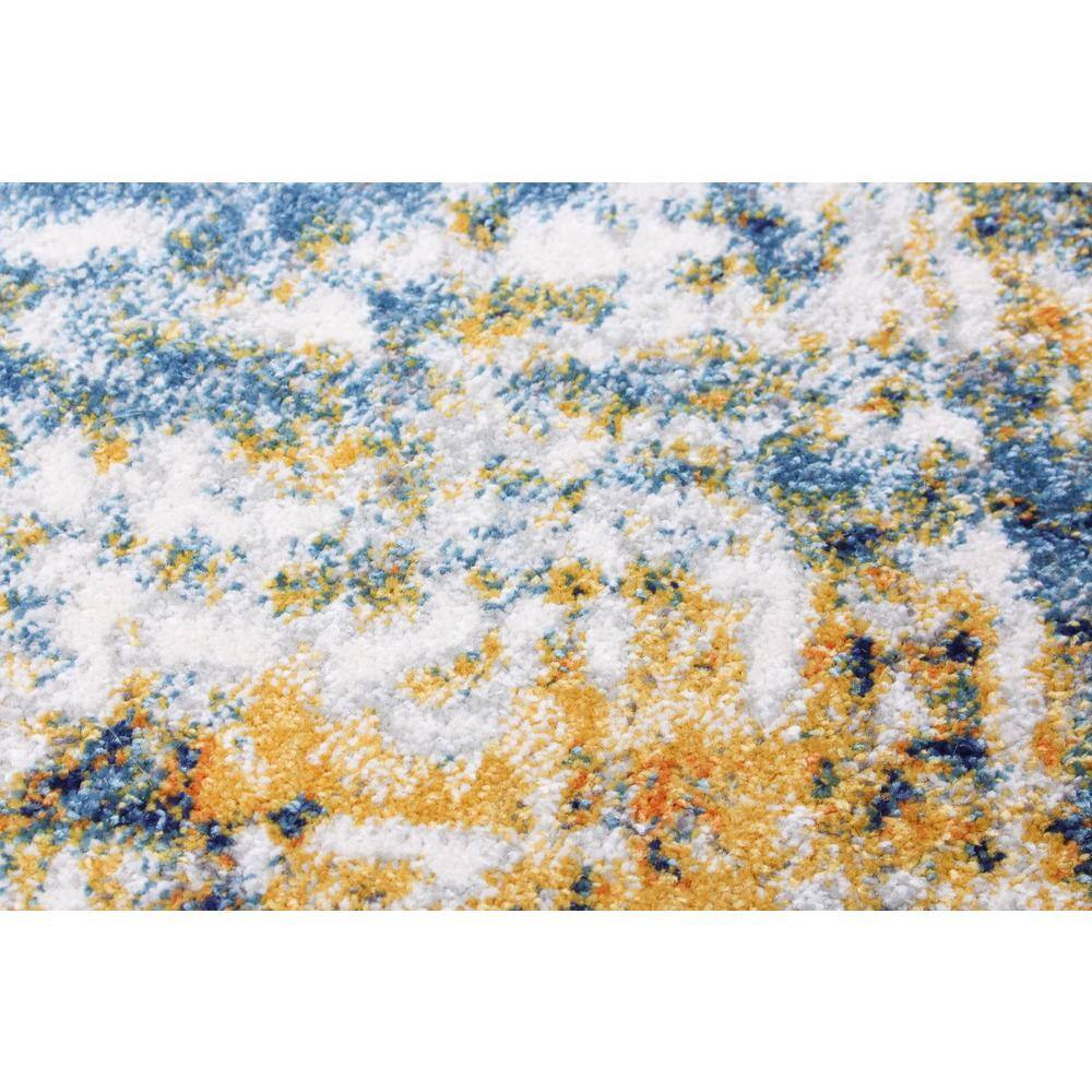 Blue and Yellow Abstract 9' x 12' Synthetic Area Rug