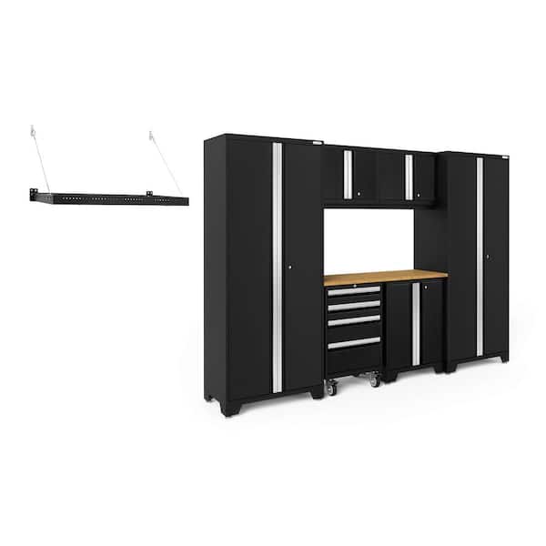 NewAge Products Bold Series 108 in. W x 76.75 in. H x 18 in. D 24-Gauge Steel Garage Cabinet Set in Black (7-Piece)