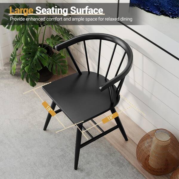 Gymax Windsor Dining Chair Set of 2 w/Rubber Wood Frame Curved
