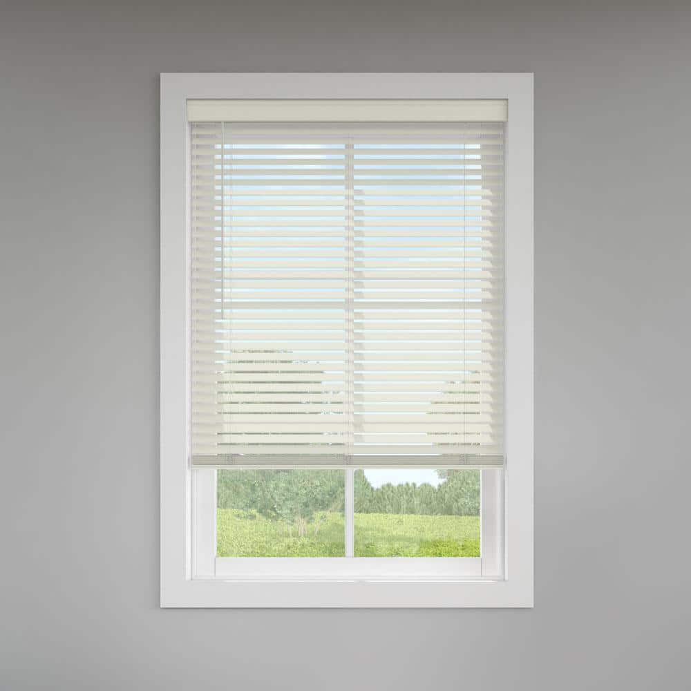 UPC 197067041289 product image for Classic Value White Cordless Room Darkening Faux Wood Blinds with 2 in. Slats -  | upcitemdb.com
