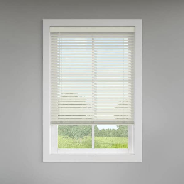 Levolor Classic Value White Cordless Room Darkening Faux Wood Blinds with 2 in. Slats - 47 in. W x 42 in. L