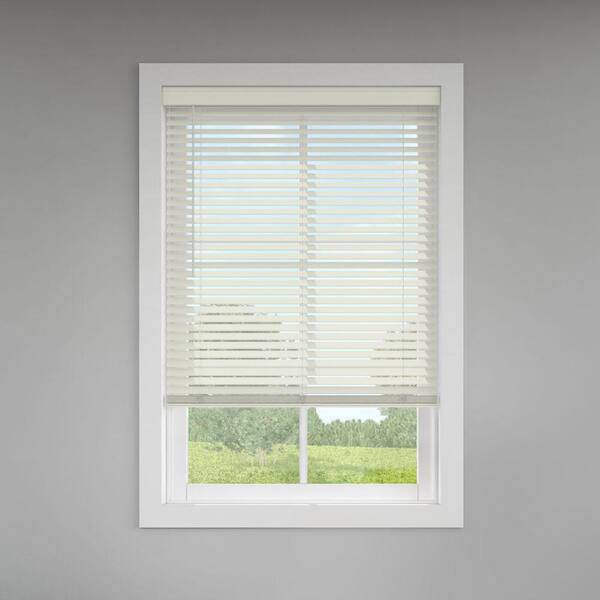 Levolor Classic Value White Cordless Room Darkening Faux Wood Blinds with 2 in. Slats - 70.5 in. W x 54 in. L