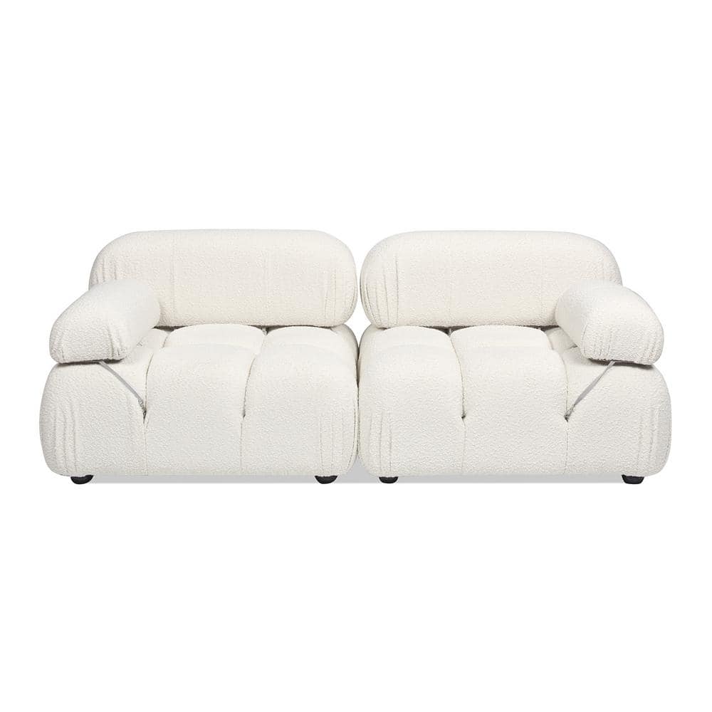 Ivory White Bouclé 72.5" Modular Tufted Loveseat Sofa