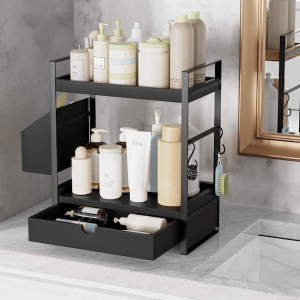 Numhew 2-Tier Wooden Bathroom Counter Organizer with Drawer and