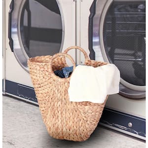 18 in. Natural Handwoven Water Hyacinth Storage Laundry Basket/ Handbag
