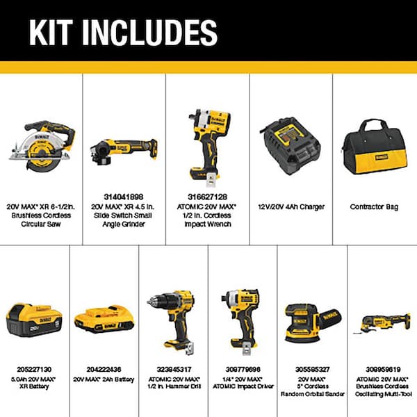 20V Lithium-Ion Cordless 6-Tool Combo Kit and 1/2 in. Impact Wrench w/ 5 Ah & 2 Ah Batteries Charger & Rolling Toolbox