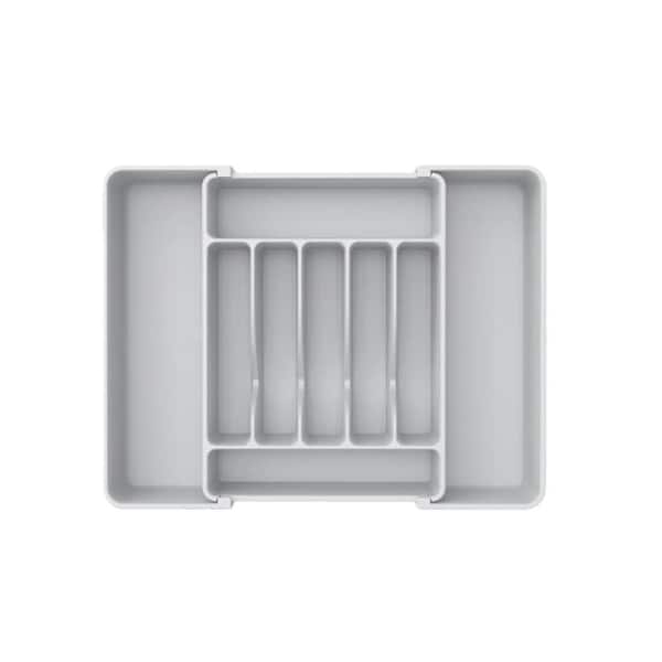 21 in. Large Expandable Silverware Organizer with Adjustable for Kitchen Utensil Drawer and Stationery, Gray (1-Pack)