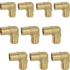3/4 in. Brass PEX x PEX 90-Degree Elbow Barb Pipe Fitting (10-Pack)