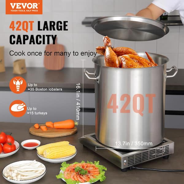VEVOR 42 Qt. Stainless Steel Stockpot Large Cooking Pots