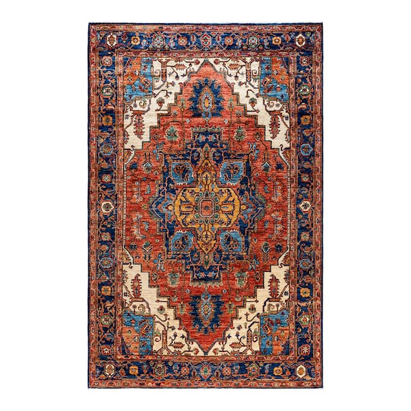 Serapi Blue 6 ft. x 9 ft. Tribal Wool Indoor Area Rug