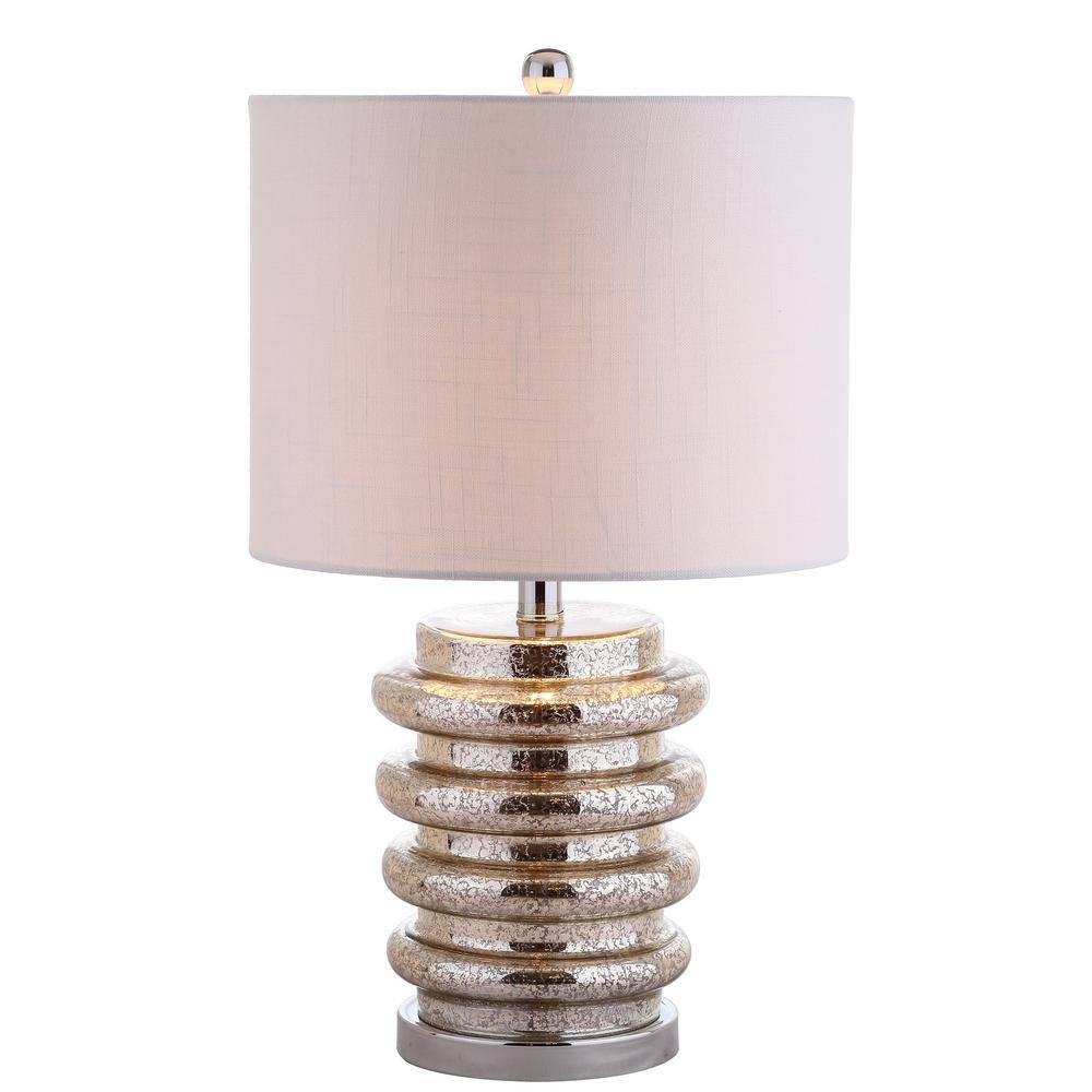 Mercury Glass Table Lamp with White Drum Shade