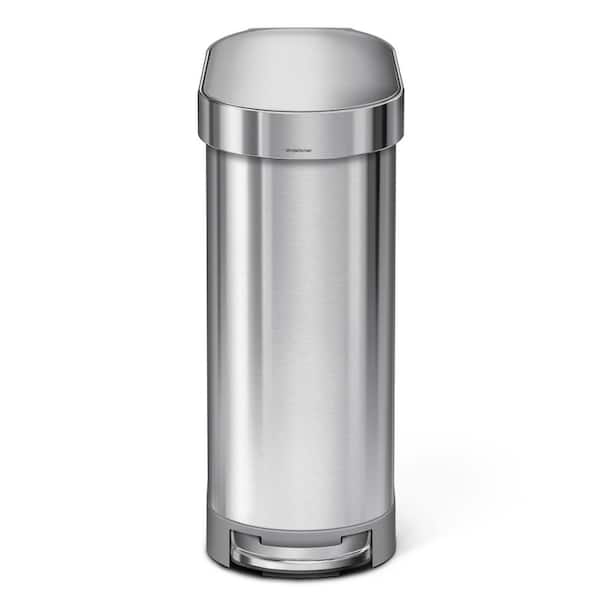 45L Slim Liner Rim Step Kitchen Trash Can, Brushed Stainless Steel