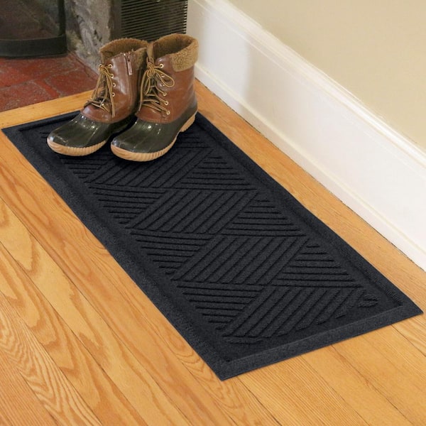 Waterhog Diamonds 15 in. x 36 in. PET Polyester Indoor Outdoor Boot Tray Charcoal