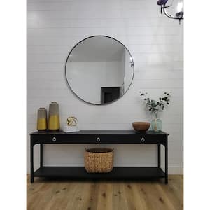 48 in. W x 48 in. H Round Metal Framed Wall Bathroom Vanity Mirror in Black