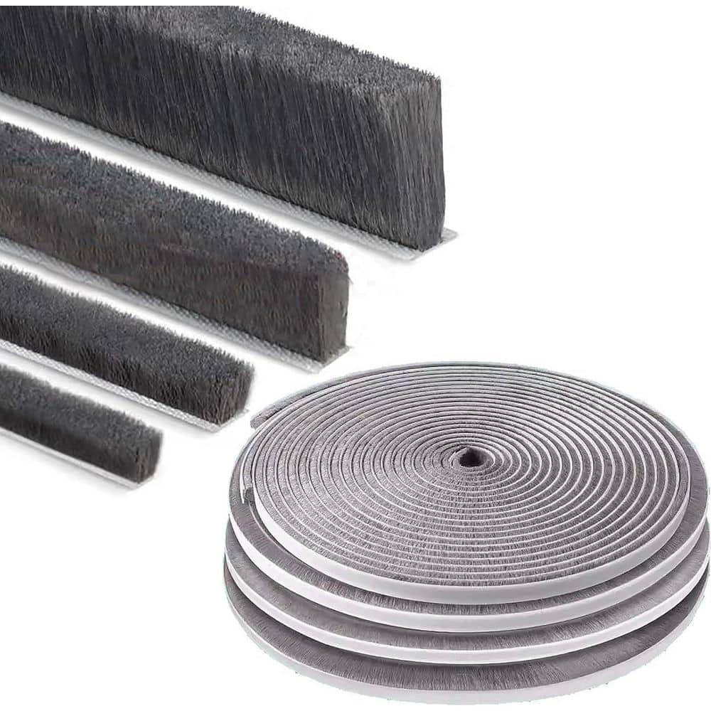 0.4 in. x 396 in. Grey Door Seal Brush Weatherstrip Self-Adhesive Soundproof Draft Stopper for Sliding Doors price history on PriceWatchPro