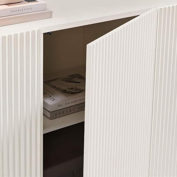 MODWAY Dahlia 55-in. Fluted MDF Sideboard Cabinet in White EEI