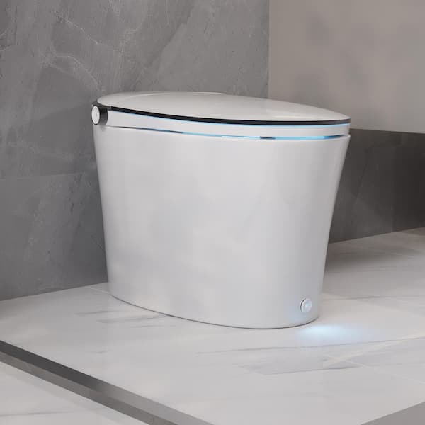 1.28 GPF Tankless Elongated Smart 1-Piece Toilet in White with Heated Seat, Auto Flush, Foot Touch Control Flush